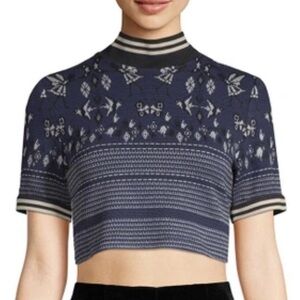 ANNA SUI fairy Knit Jacquard Cropped Top Size M